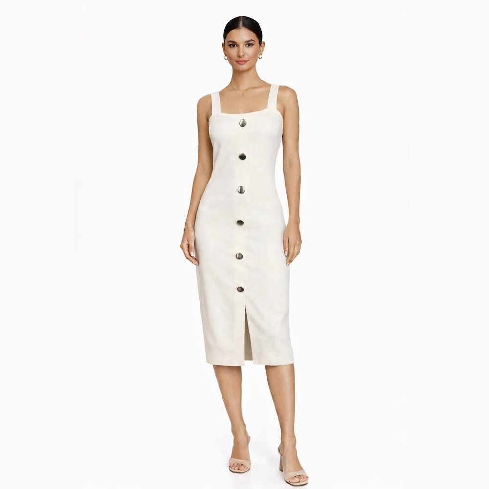 Sleeveless Button Front Bodycon‎ Midi Dress - Casual Party Cocktail size s/m